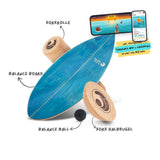 Surfin Balance Board Komplett-Set Aquamarine Blue mit Kork-Rolle, Kork-Halbkugel, Balance-Ball und der Surfin Balance App