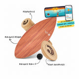 Surfin Balance Board Komplett-Set Brown Wood mit Kork-Rolle, Kork-Halbkugel, Balance-Ball und der Surfin Balance App